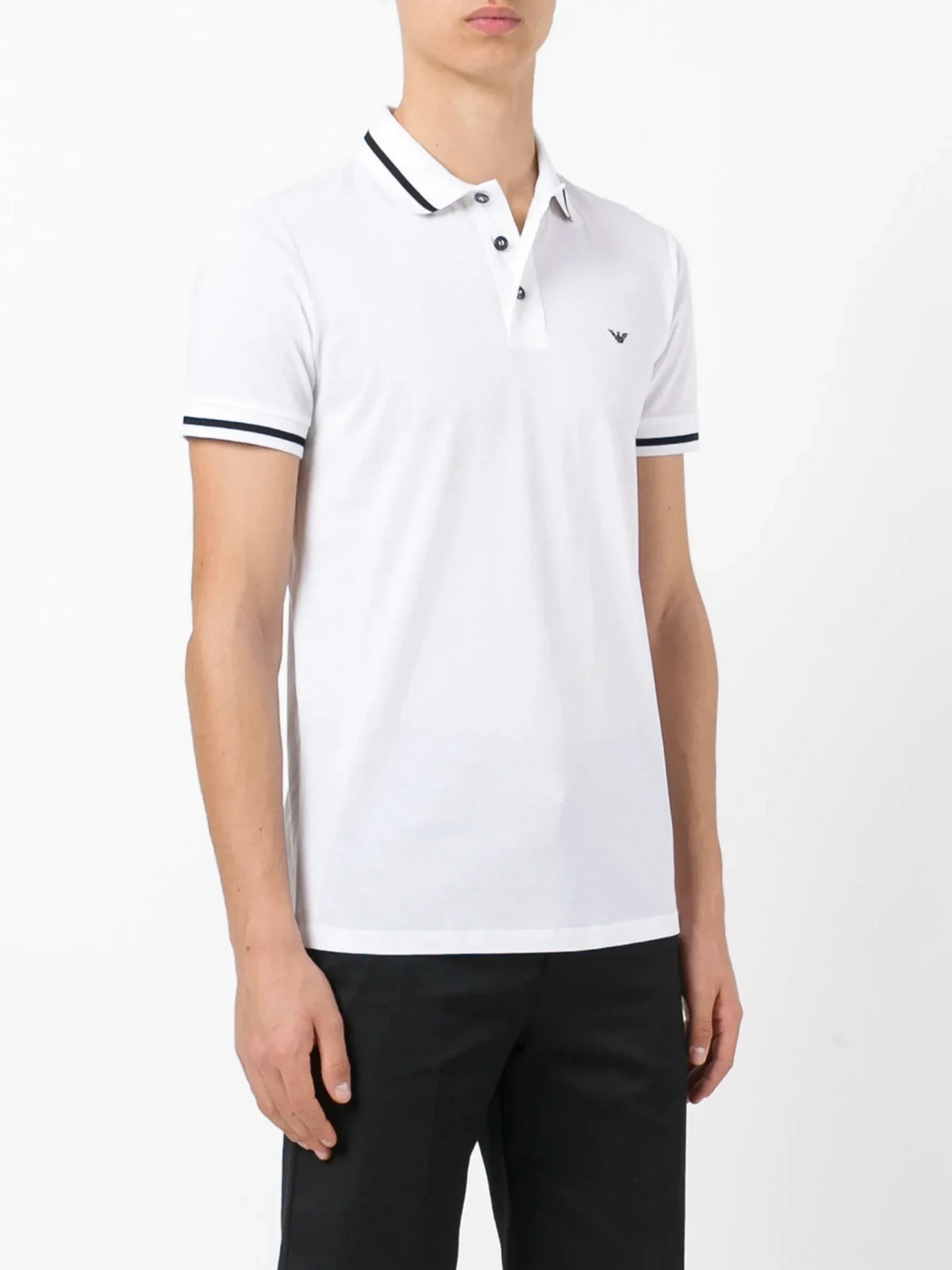 Striped Trim White Polo