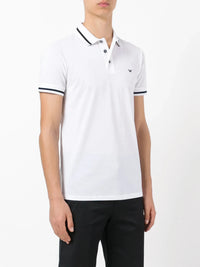 Striped Trim White Polo