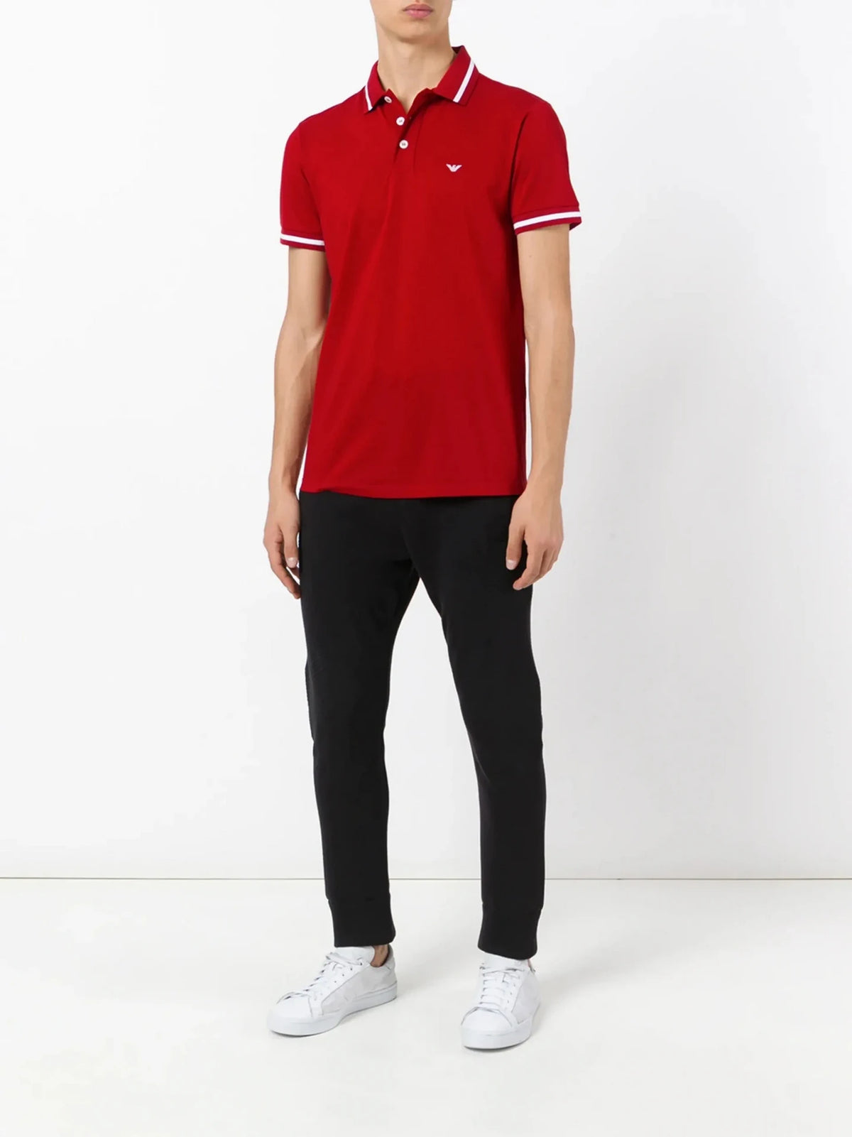 Striped Trim White Polo