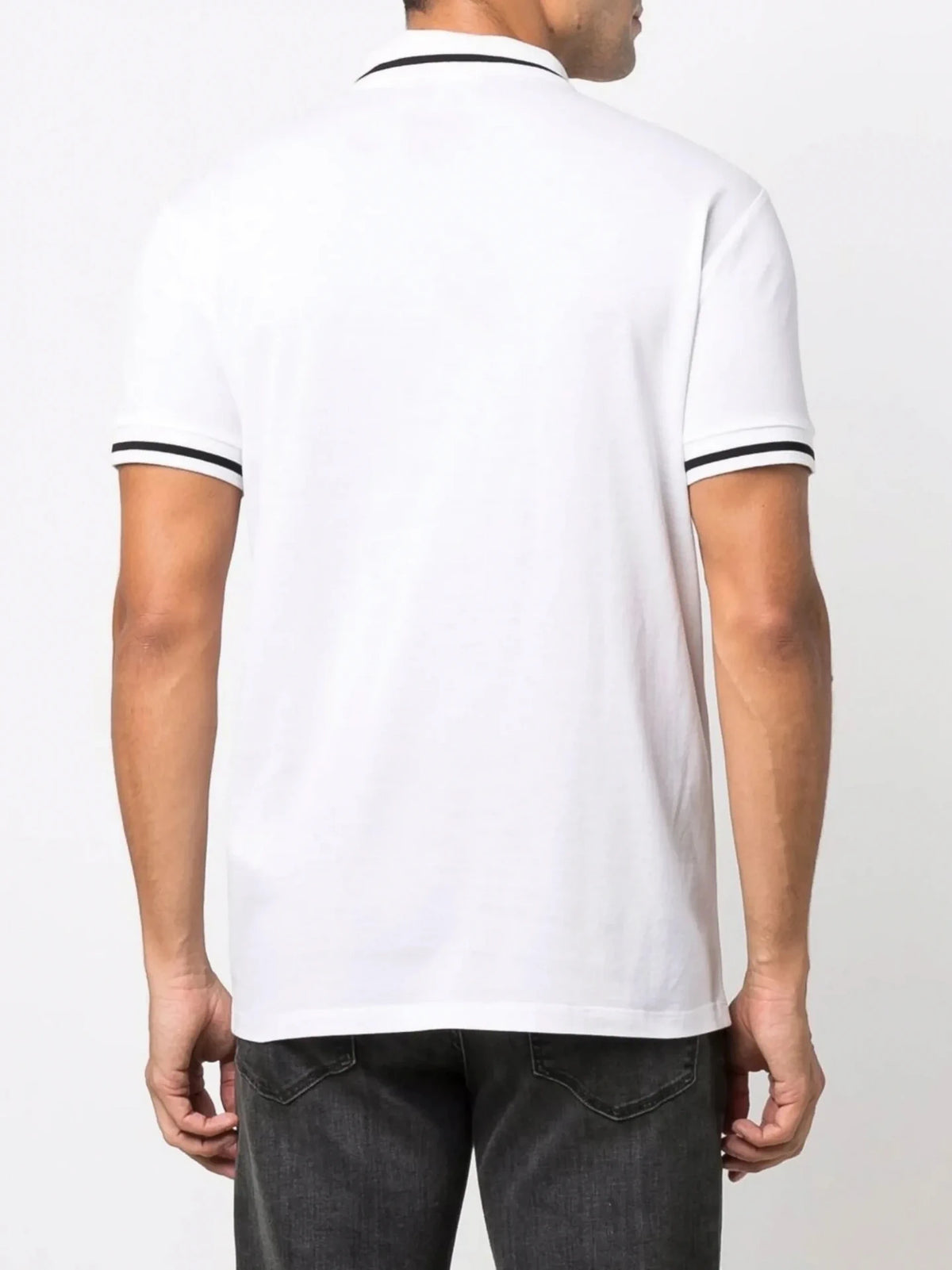 Striped Trim White Polo
