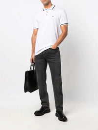 Striped Trim White Polo