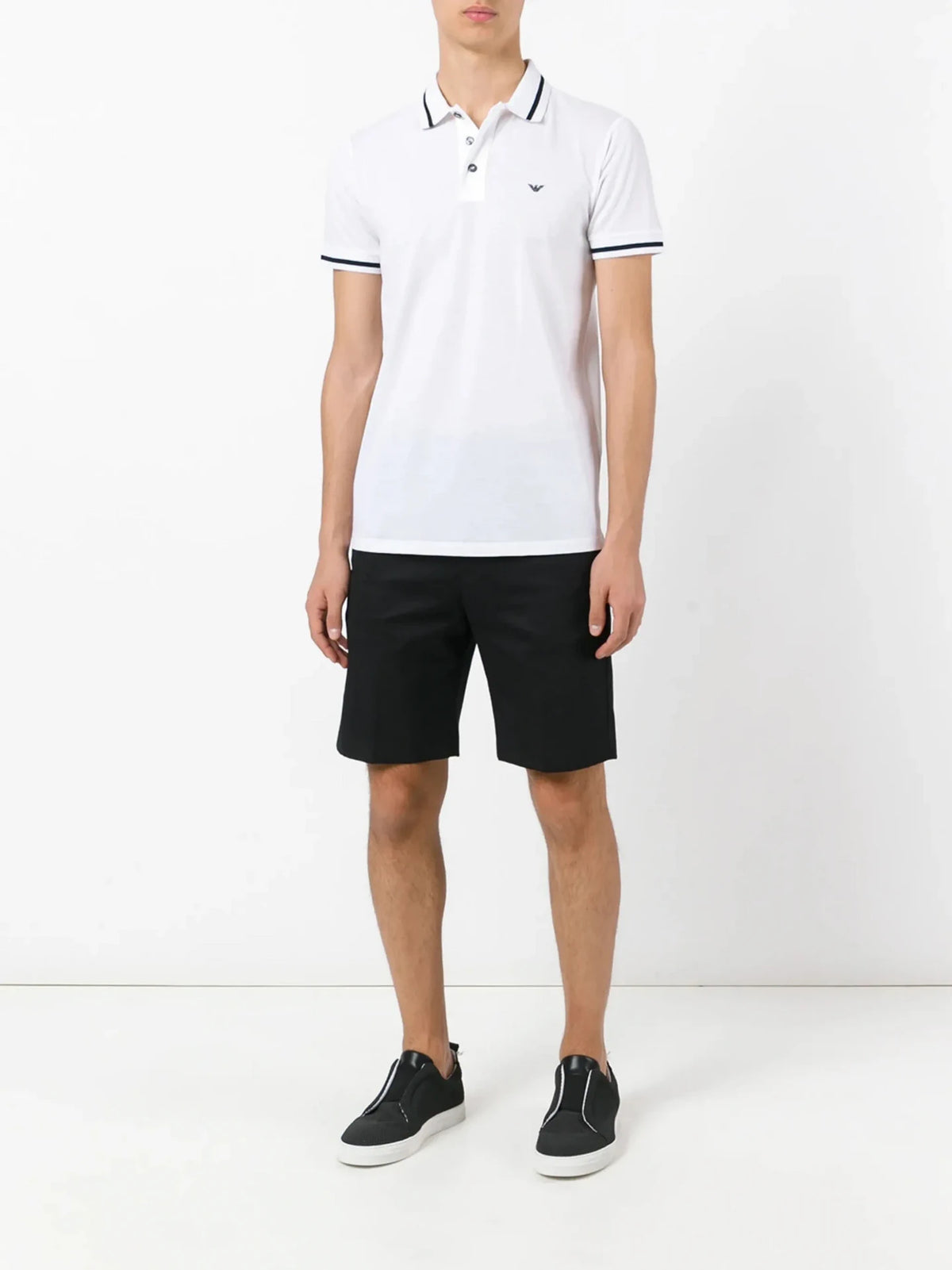 Striped Trim White Polo