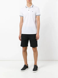 Striped Trim White Polo