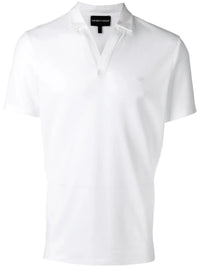 Open Collar White Polo Shirt