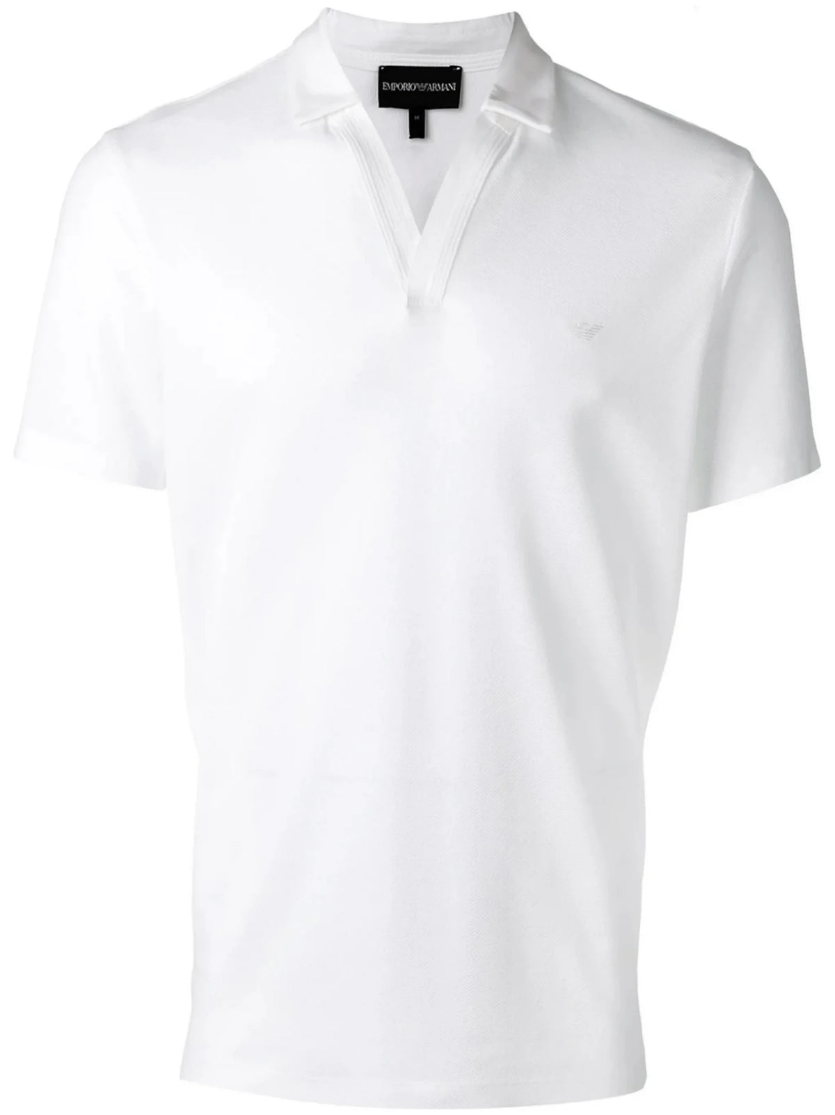 Open Collar White Polo Shirt