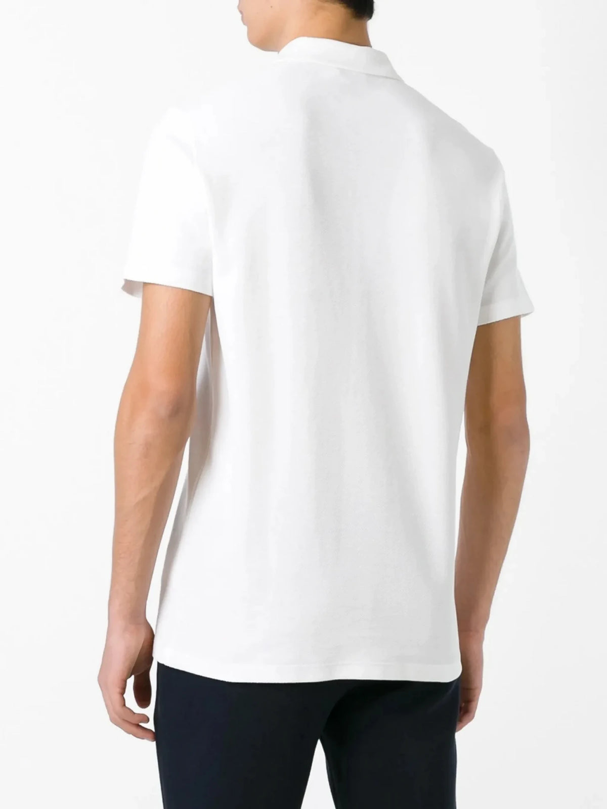 Open Collar White Polo Shirt