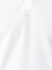 Open Collar White Polo Shirt