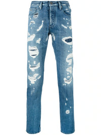 Distressed Straight Blue Trouser