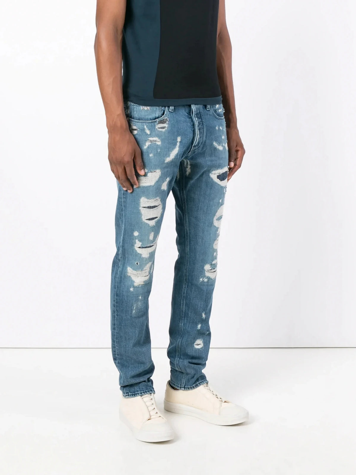 Distressed Straight Blue Trouser