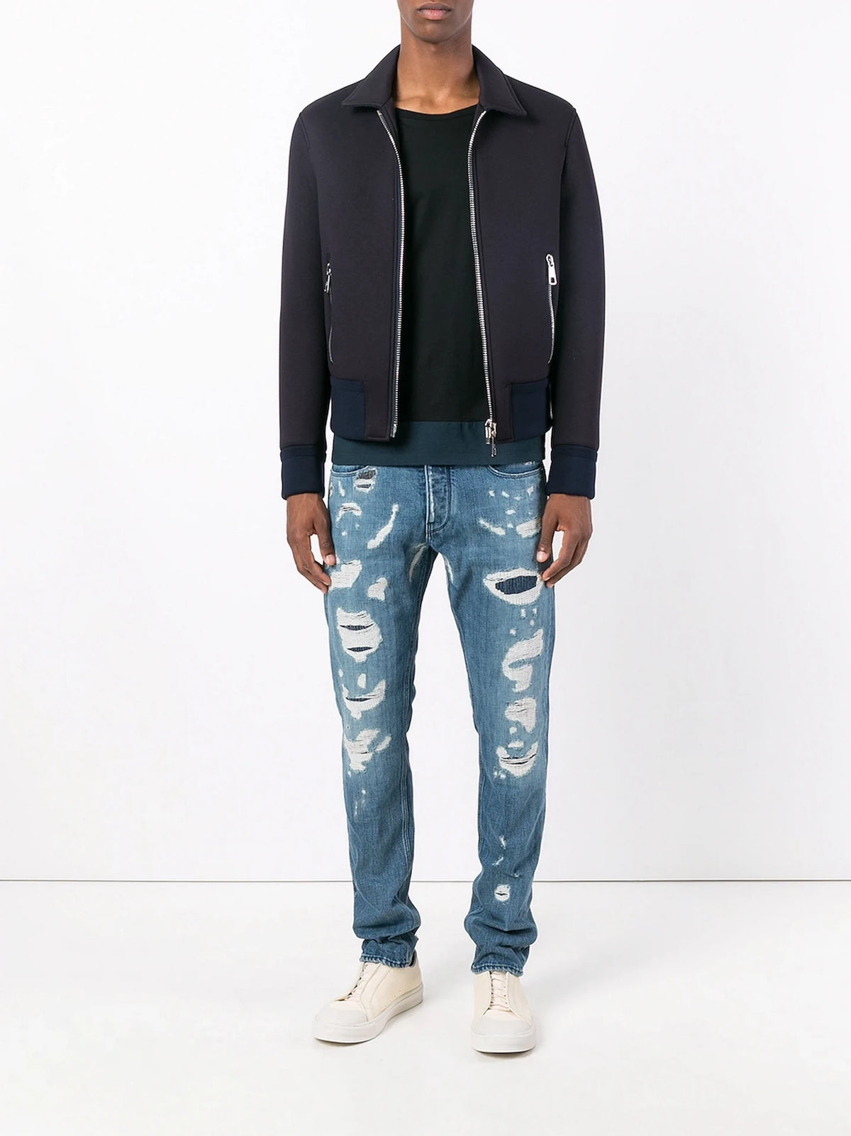 Distressed Straight Blue Trouser