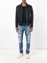 Distressed Straight Blue Trouser
