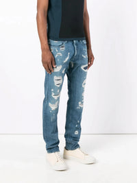 Distressed Straight Blue Trouser