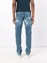 Distressed Straight Blue Trouser