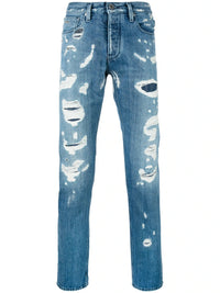 Distressed Straight Blue Trouser