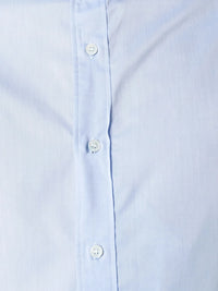 Band Collar Blue Shirt