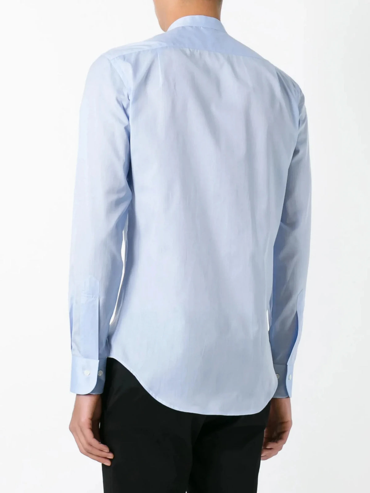 Band Collar Blue Shirt