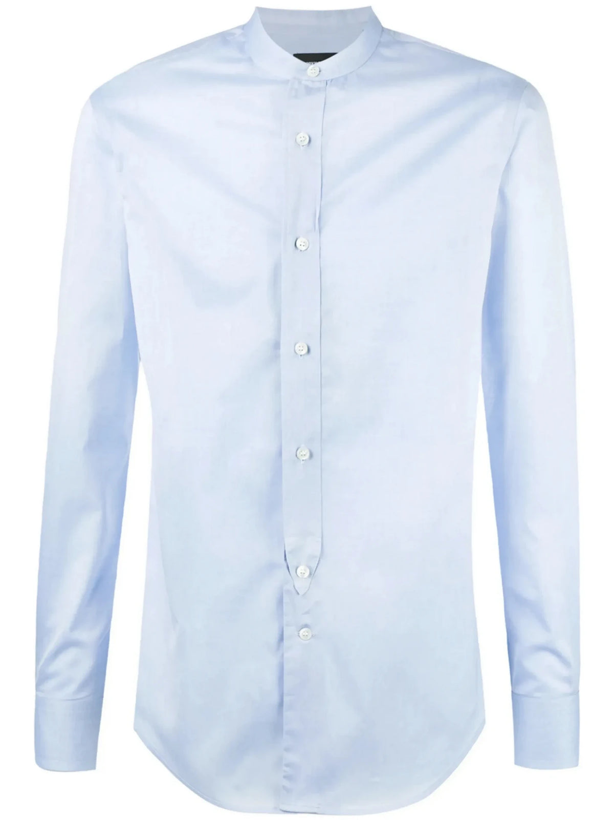 Band Collar Blue Shirt