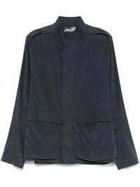 Martingale-Strap Blue Blouson Jacket