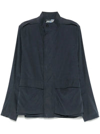Martingale-Strap Blue Blouson Jacket