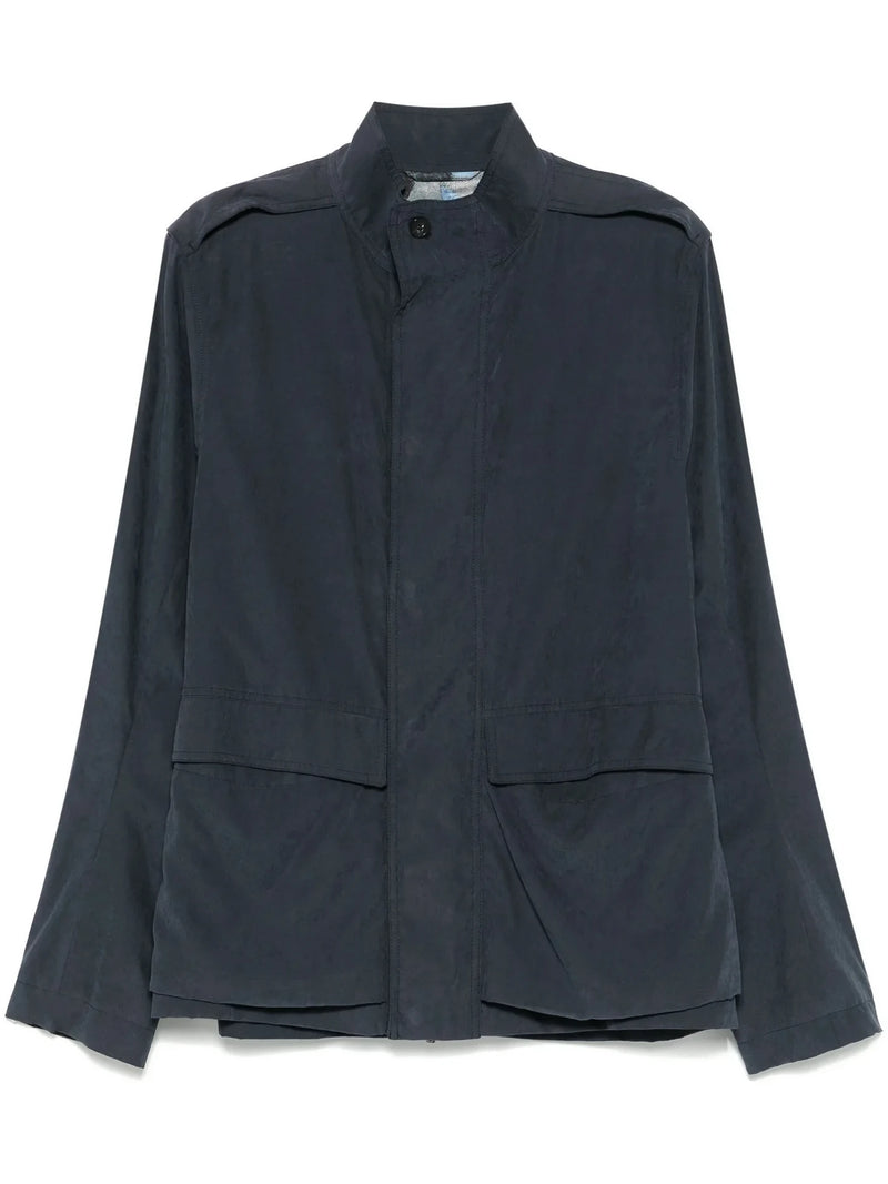 Martingale-Strap Blue Blouson Jacket