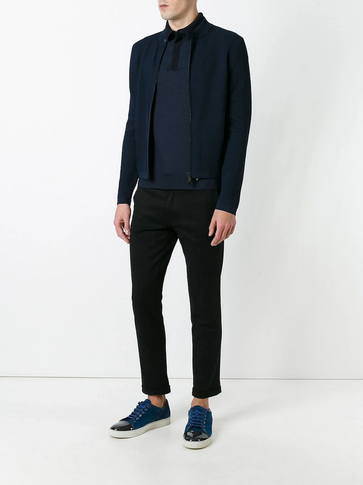 Zipped Navy Blue Blouson Jacket