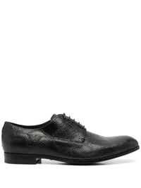 Snakeskin-Effect Black Derby Shoes