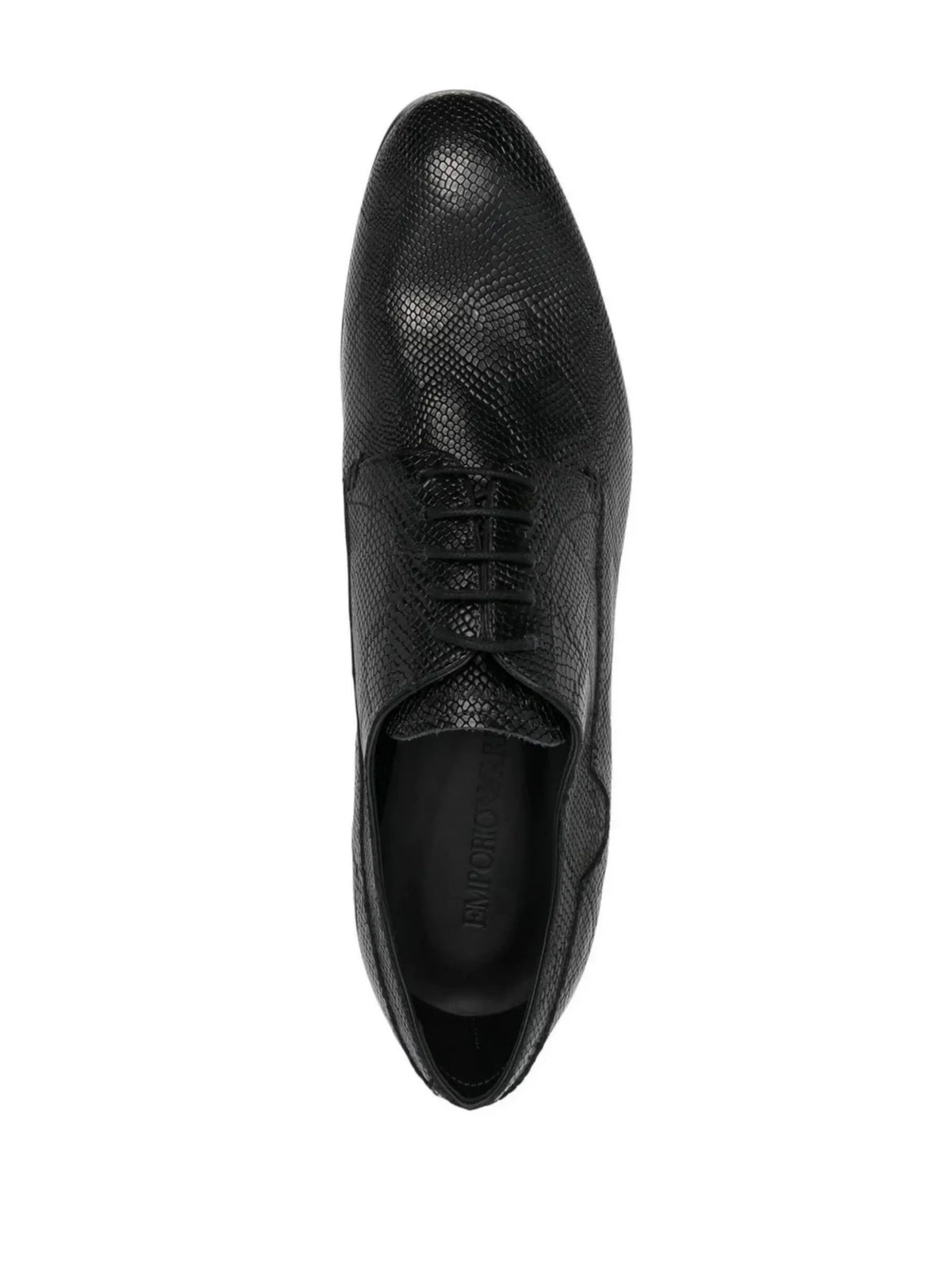 Snakeskin-Effect Black Derby Shoes