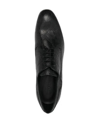 Snakeskin-Effect Black Derby Shoes