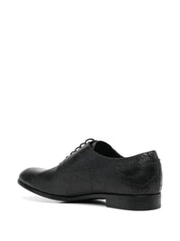 Snakeskin-Effect Black Derby Shoes