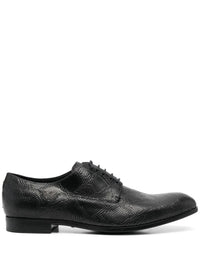 Snakeskin-Effect Black Derby Shoes