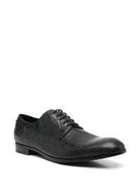 Snakeskin-Effect Black Derby Shoes