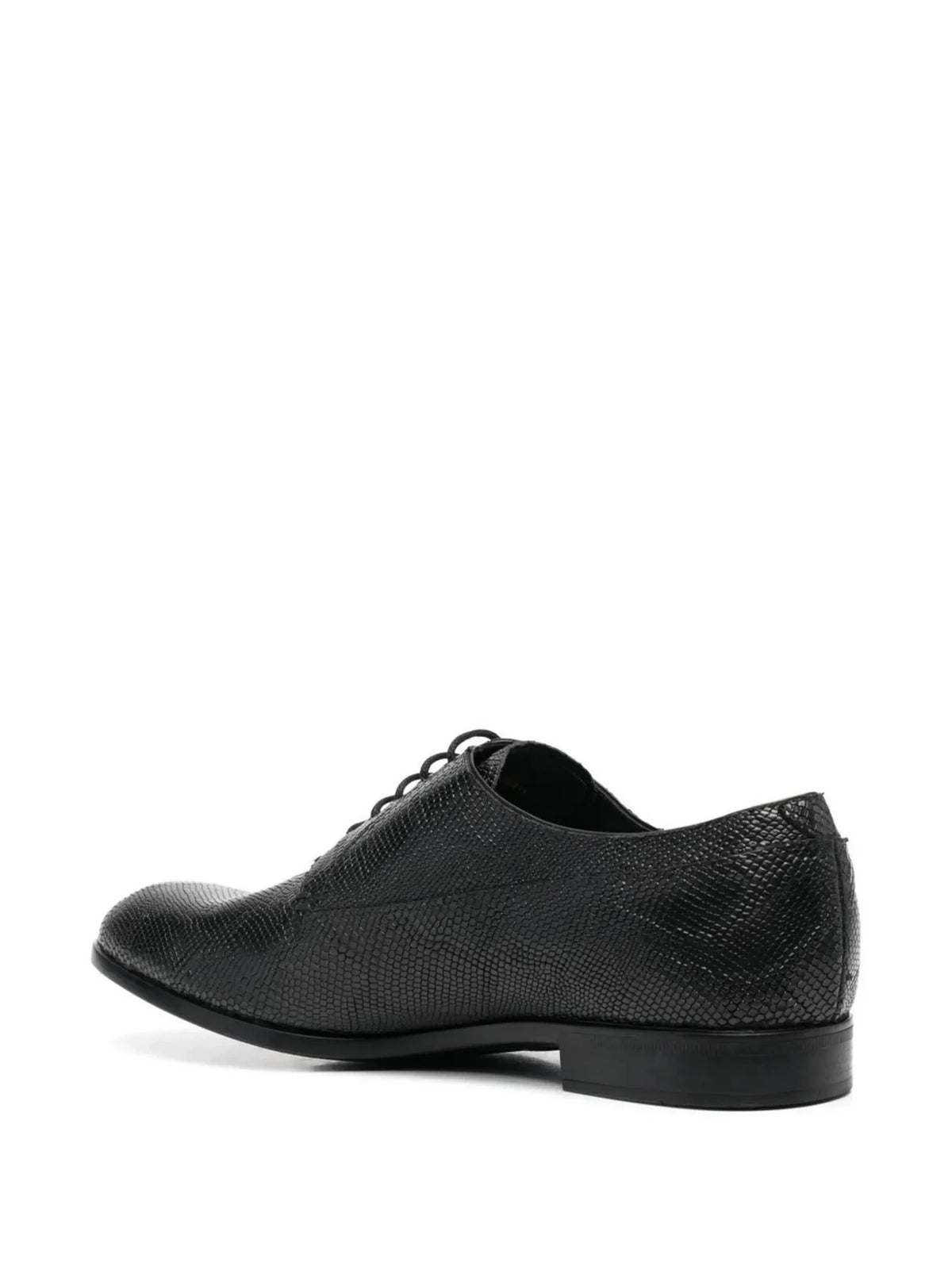 Snakeskin-Effect Black Derby Shoes