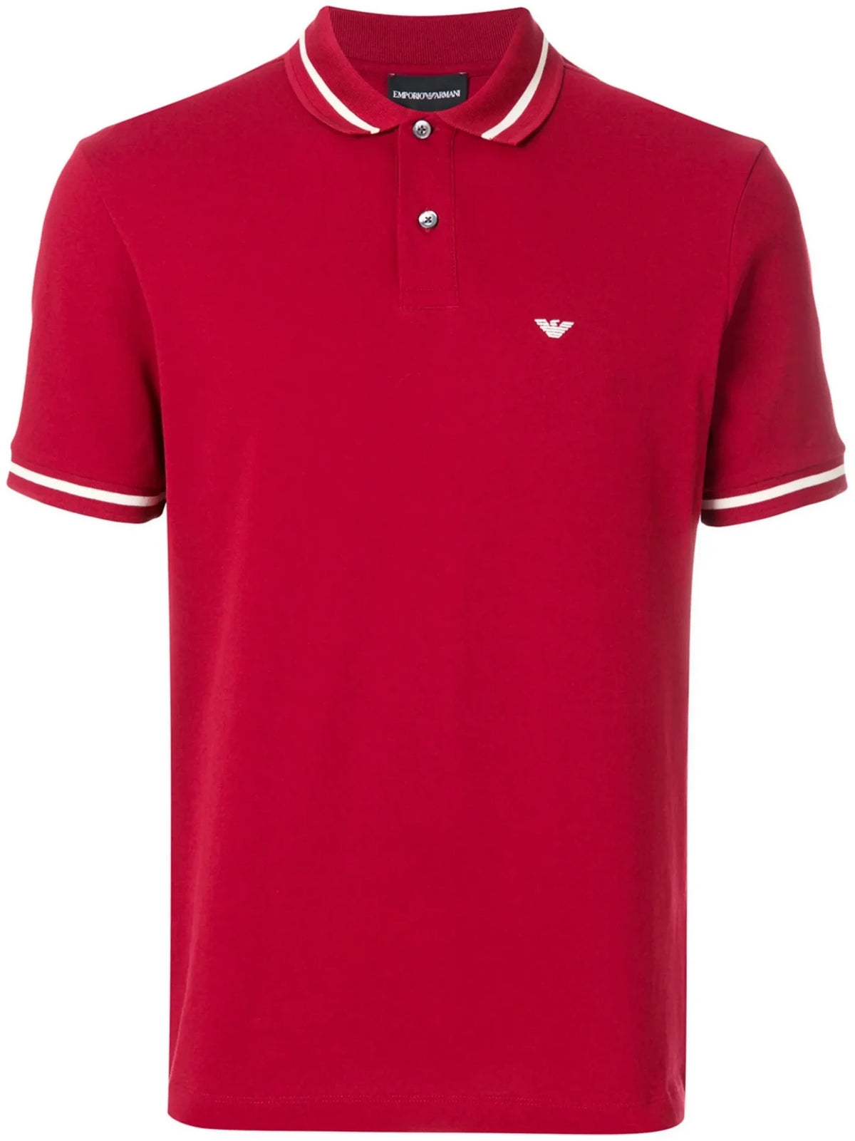 Stripe-Trimmed Red Polo
