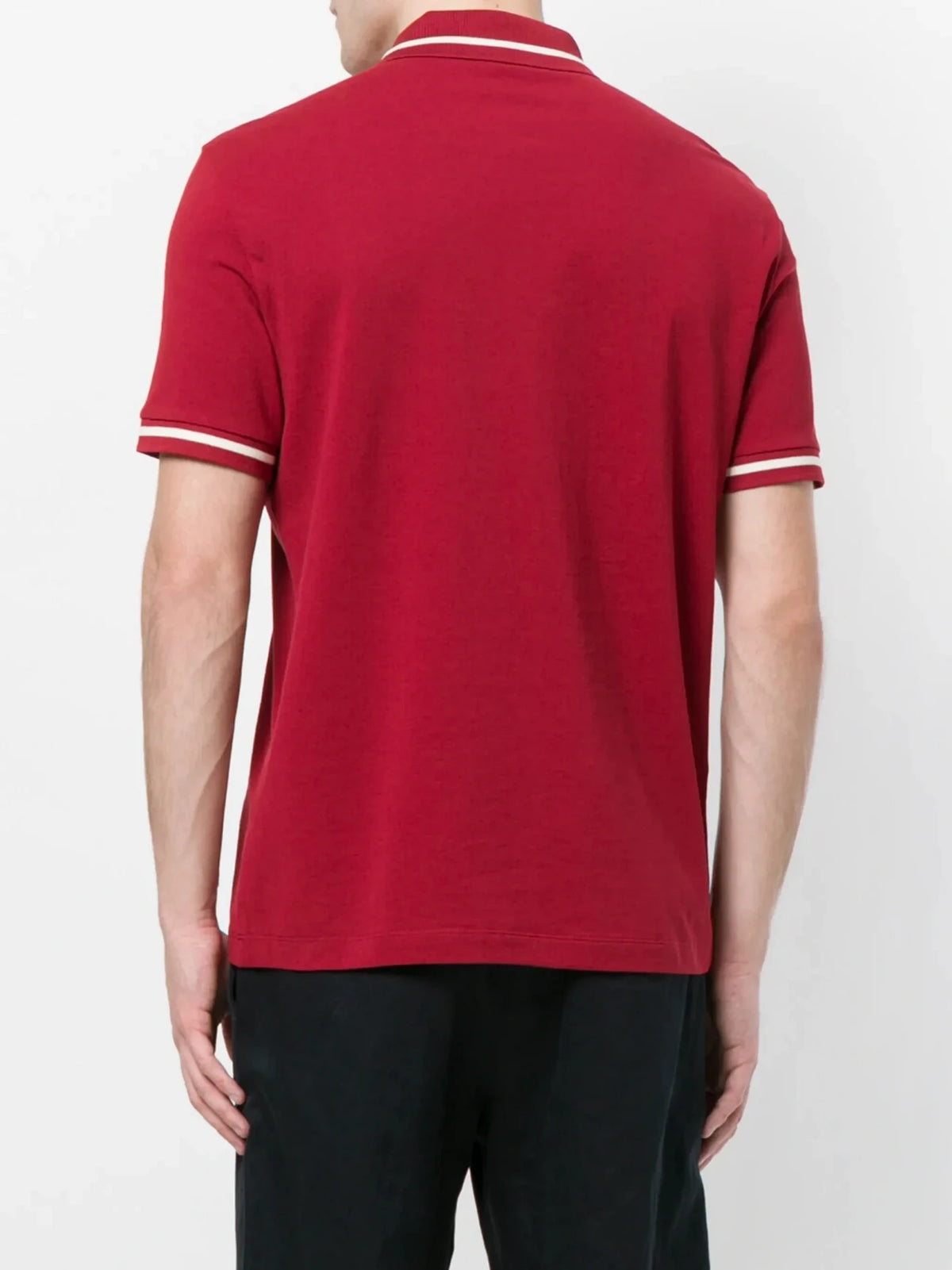 Stripe-Trimmed Red Polo
