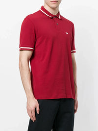 Stripe-Trimmed Red Polo