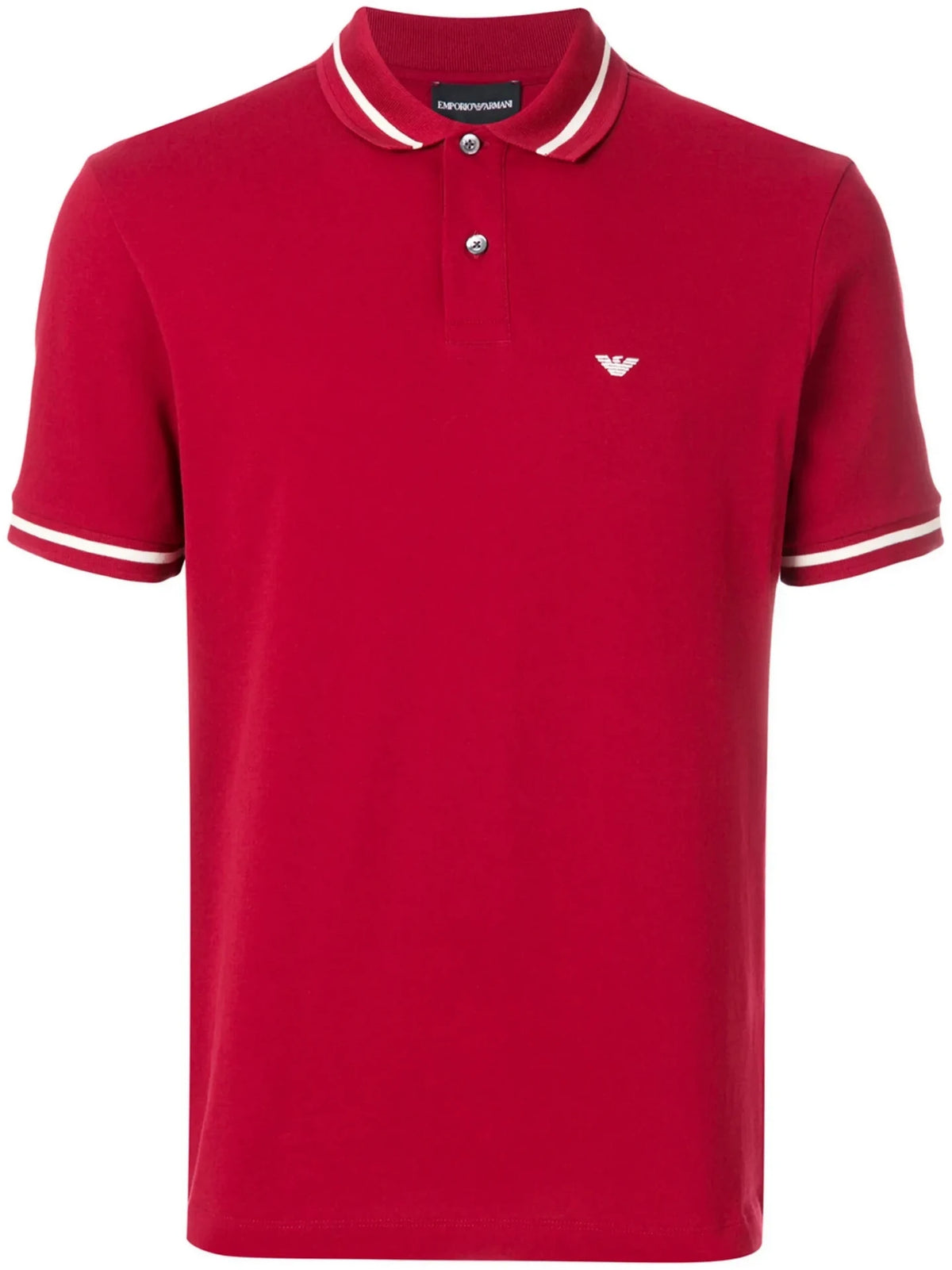 Stripe-Trimmed Red Polo