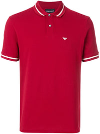 Stripe-Trimmed Red Polo