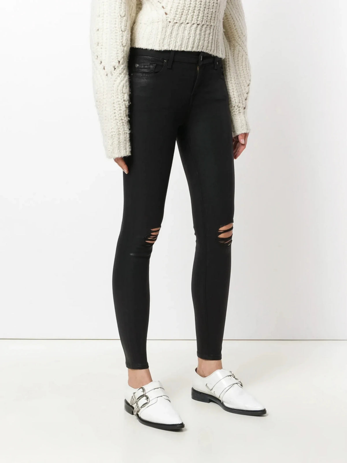 Coated Brown Ankle Jeans