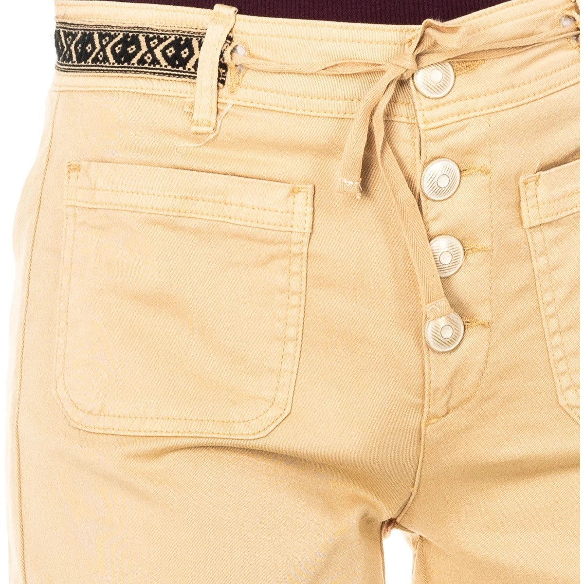 Hemmed Beige Shorts