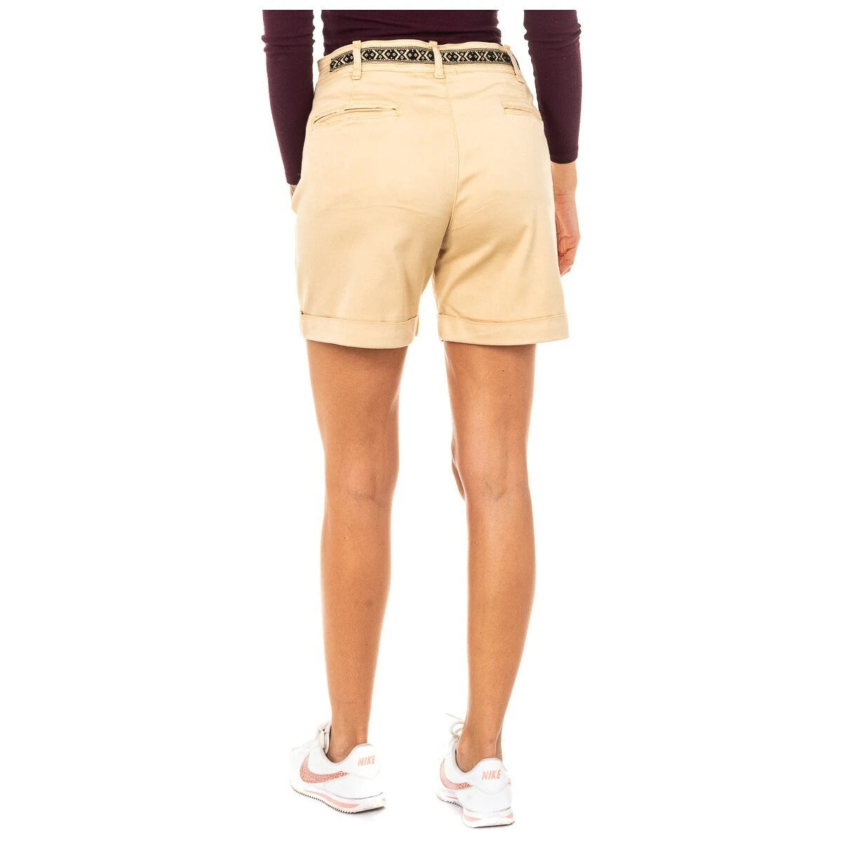 Hemmed Beige Shorts