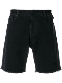 Distressed Black Shorts