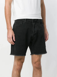 Distressed Black Shorts