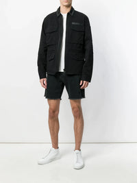 Distressed Black Shorts