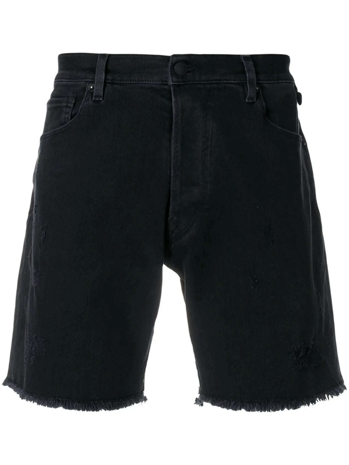 Distressed Black Shorts