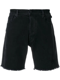 Distressed Black Shorts