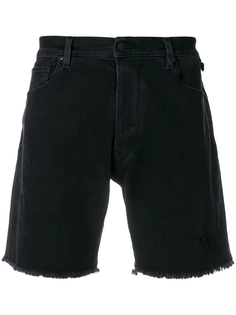 Distressed Black Shorts