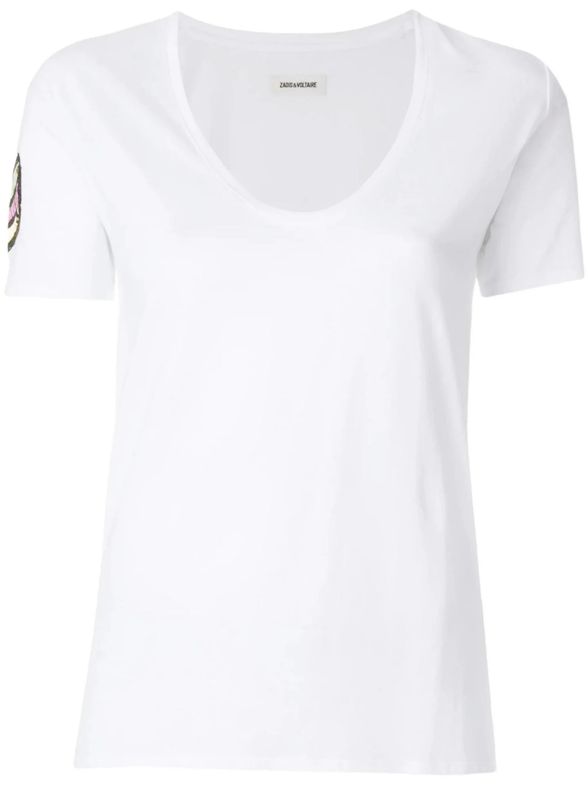 Side Patched White T-Shirt
