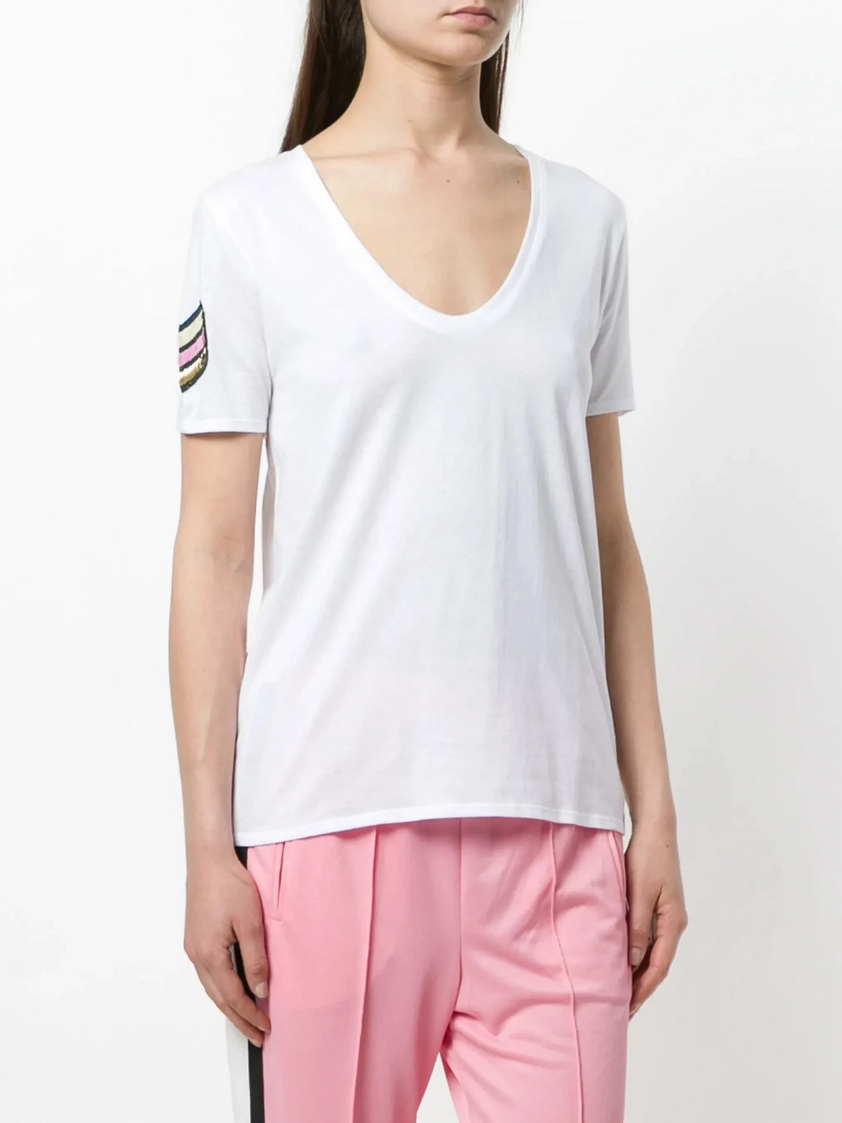 Side Patched White T-Shirt