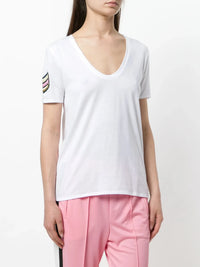 Side Patched White T-Shirt