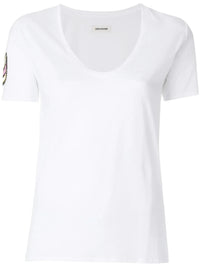 Side Patched White T-Shirt